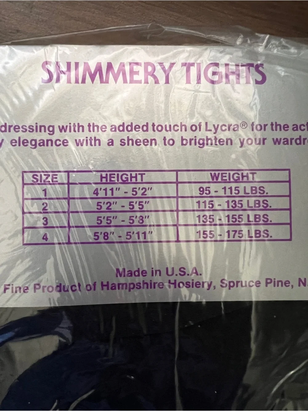 Vintage Hampshire Hosiery Black Footless Shimmery Tights - Size 3 - Made in USA